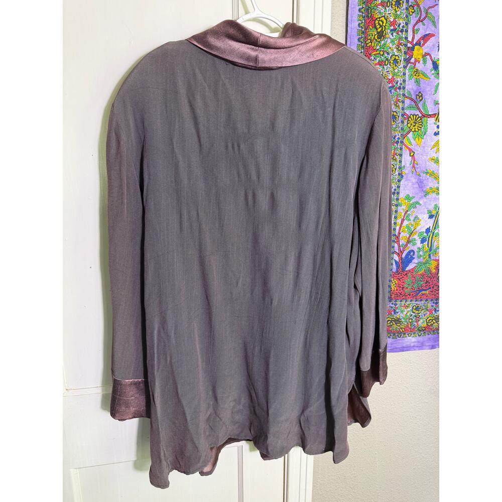 Carole Little 24W Plus Cowl Neck Tunic Mauve Satin Trim Lagenlook - Picture 8 of 9